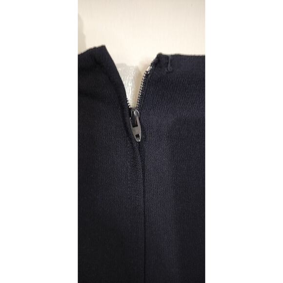 3953)Vtg Cynthia Howie Maggie Boutique Navy White Short Sleeve Sheath Dress 16 - Picture 4 of 7